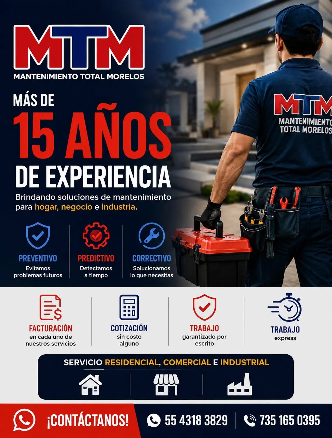 Técnico de MTM listo para atender servicios de mantenimiento